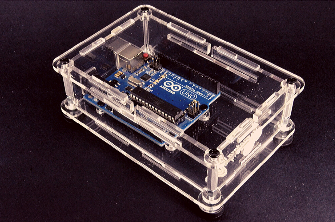 ProtoStax Enclosure / Case in Fully Closed Configuration showing Arduino