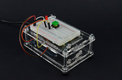 ProtoStax Enclosures - Vertically stacked Arduino on Bottom in Closed Configuration and Breadboard on top in Platform Configuration