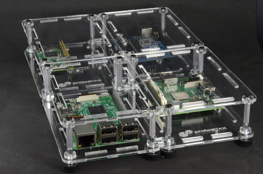 ProtoStax Enclosure - Horizontally stacked Open Configuration with Arduino, Raspberry Pi 3A+, Raspberry Pi Zero and Raspberry Pi 3B+/4B